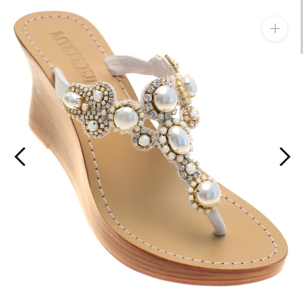 Elegant Pearl Embellished Wedge Sandals